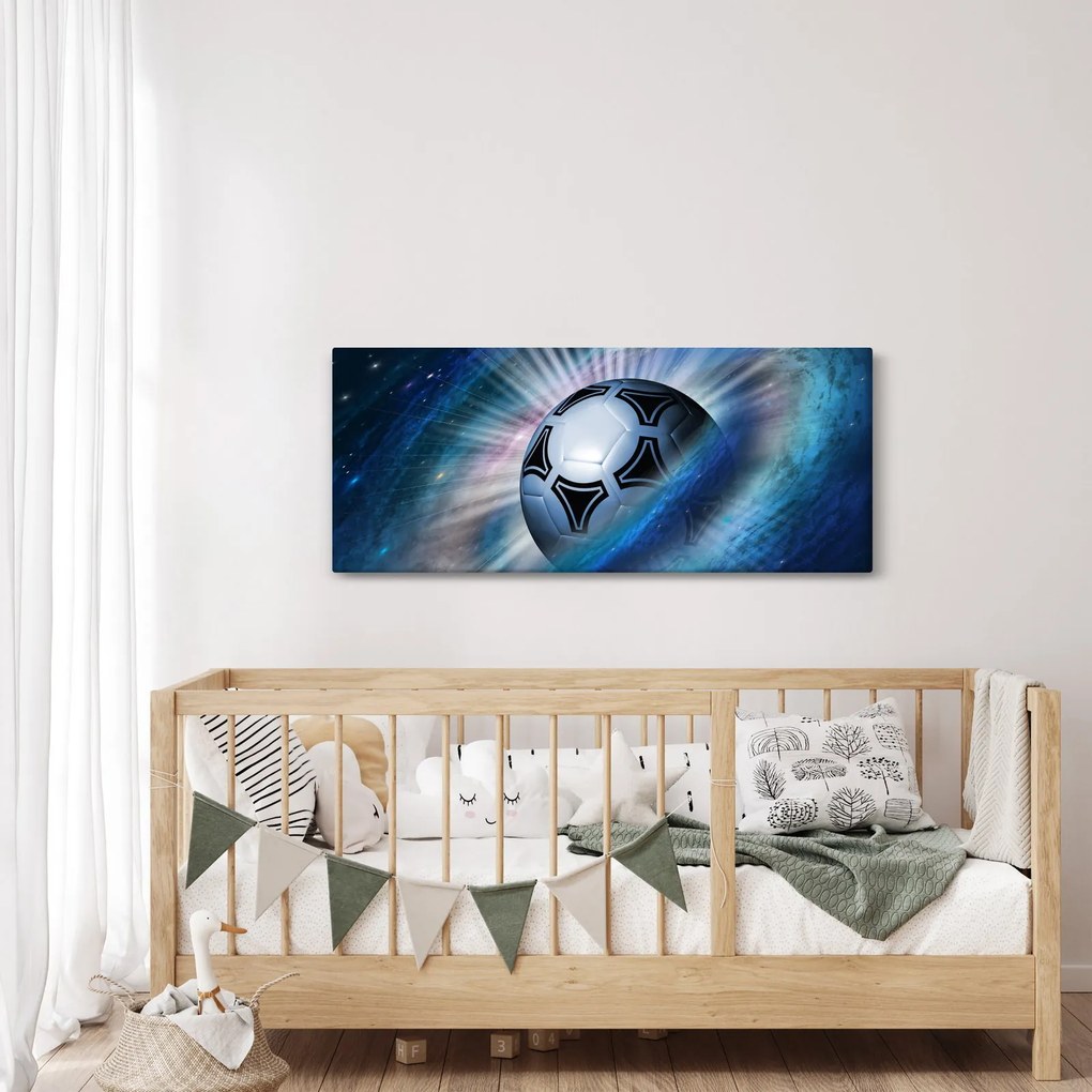 Obraz - Futbalová lopta vo vesmíre (120x50 cm)