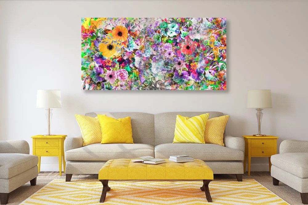 Obraz pestrofarebné kvety - 100x50