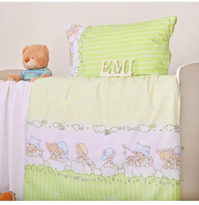 Obliečky detské Macko zelené EMI, Detský set 90x130 + 45x65