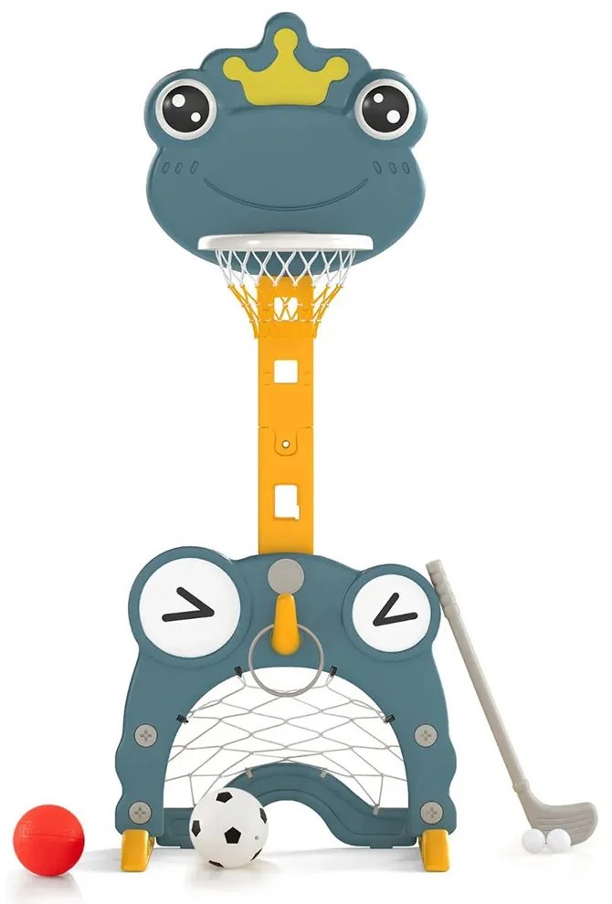 4 v 1 nastaviteľný basketbalový kôš s hádzaním krúžkov, oranžový