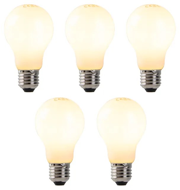 Sada 5 stmievateľných LED žiaroviek s opálovým sklom E27 7W 806 lm 2200K
