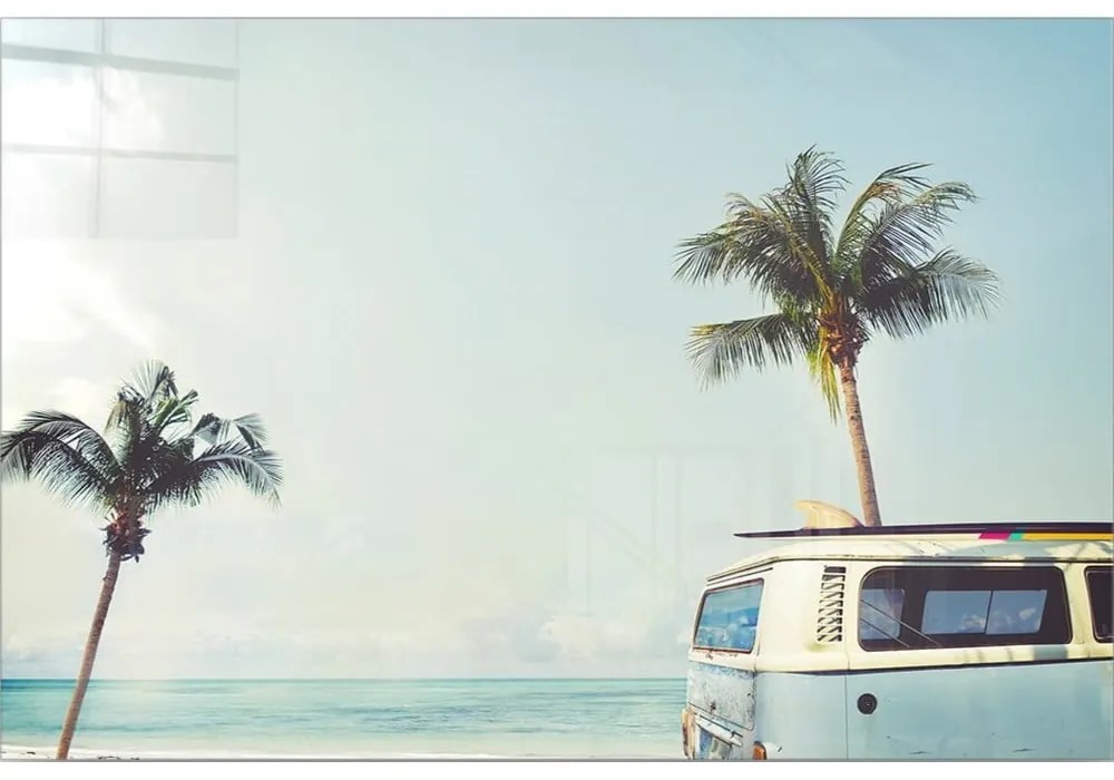 Sklenený obraz 100x70 cm Surf Van - Wallity