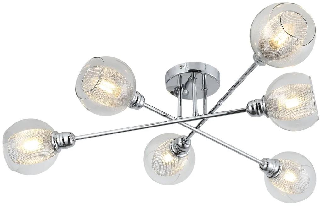 CLX Dizajnové stropné osvetlenie ROSARIO, 6xE14, 40W, chrómované