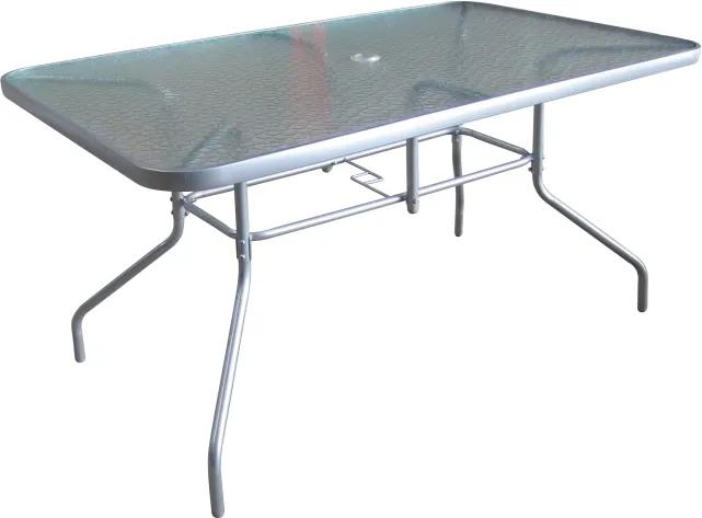 Jídelní stůl, tvrzené sklo / stříbrná, Demat NEW 0000236550 Tempo Kondela