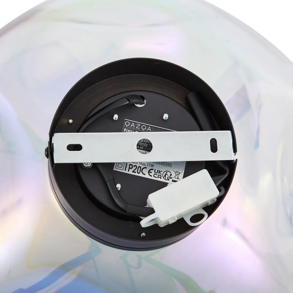 Dizajnové stropné svietidlo čierne s dúhovým sklom - Gemma