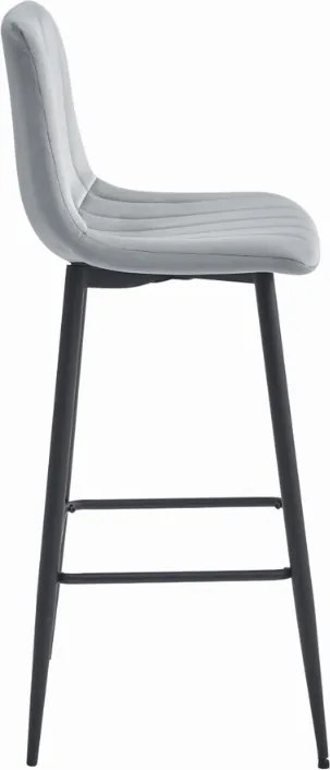 Svetlosivá barová stolička POZZA VELVET s čiernymi nohami