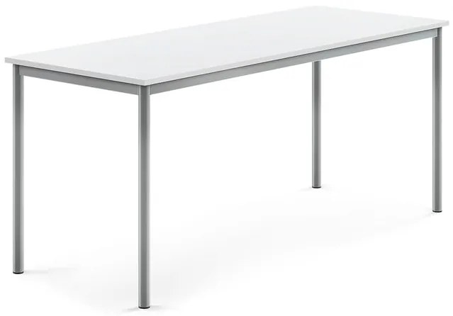Stôl SONITUS, 1800x700x760 mm, HPL - biela, strieborná