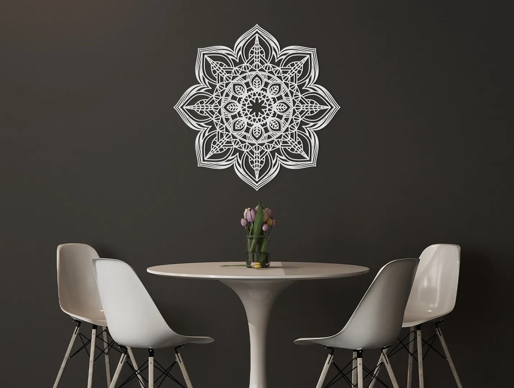 drevko Mandala z dreva na stenu Kvet Rozmer obrazu: 44,5 x 44,5 cm, Farba dekorácie: Čierna