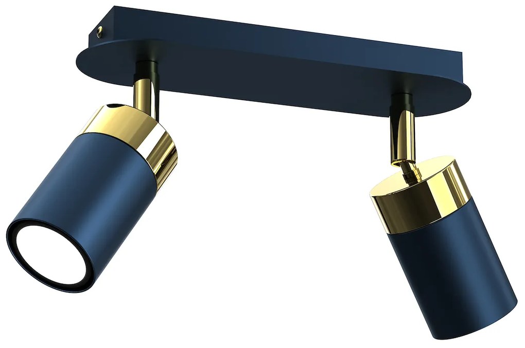 Bodové svietidlo Joker, 2x zlaté/tmavomodré kovové tienidlo, db