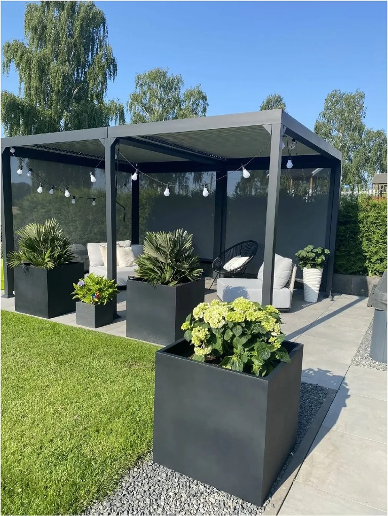 Kvetináč BLOCK, sklolaminát, 60x60x60 cm, antracit