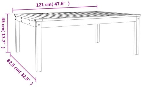 vidaXL Záhradný stolík sivý 121x82,5x45 cm borovicový masív-