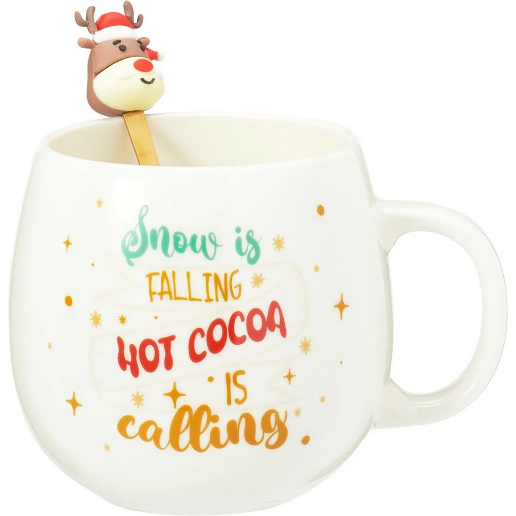 Vianočný porcelánový hrnček s lyžičkou Sob 550 ml