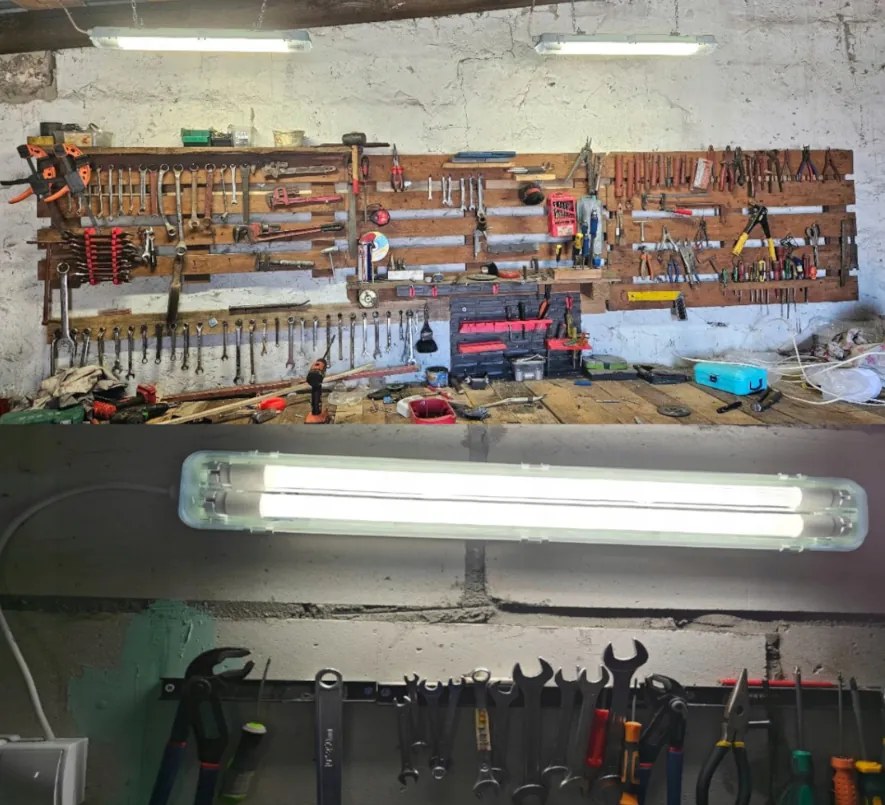 Hermetické svietidlo 120cm lampa + 2x LED trubice Vodotesné 6000K studená teplota