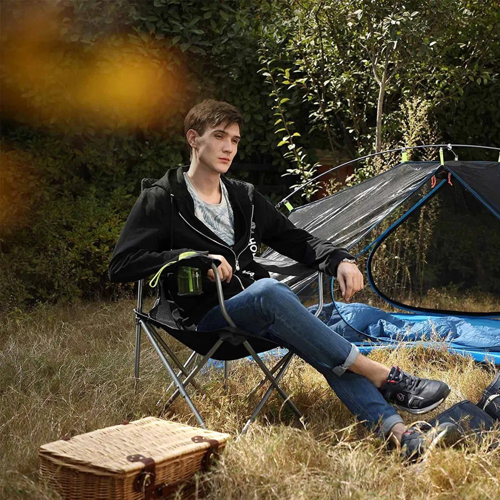 Kempingové stoličky NOMAD, set 2ks, čierna SongmicsHome