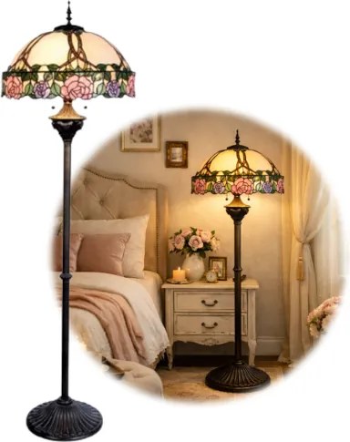 Luxusná vitrážová lampa Tiffany stojaca ROMANTIC 50*165
