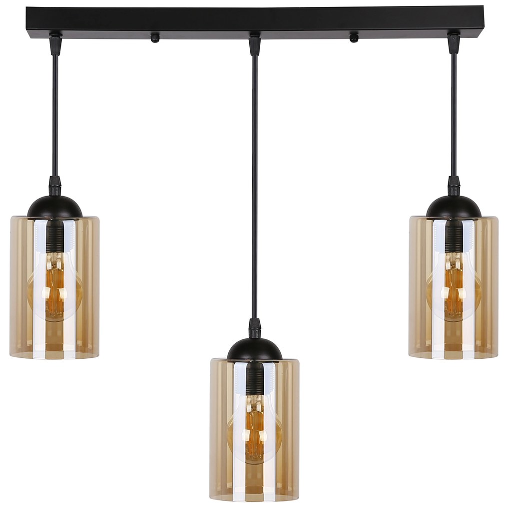 Candellux Čierno-hnedý závesný luster Bistro pre žiarovku 3x E27 33-00545