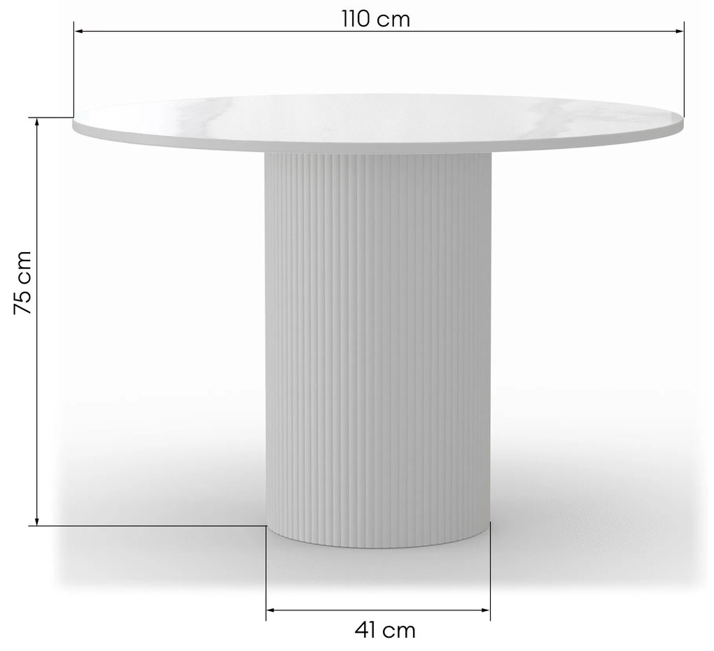 Jídelní stůl MALAGA 110 cm bílý mramor