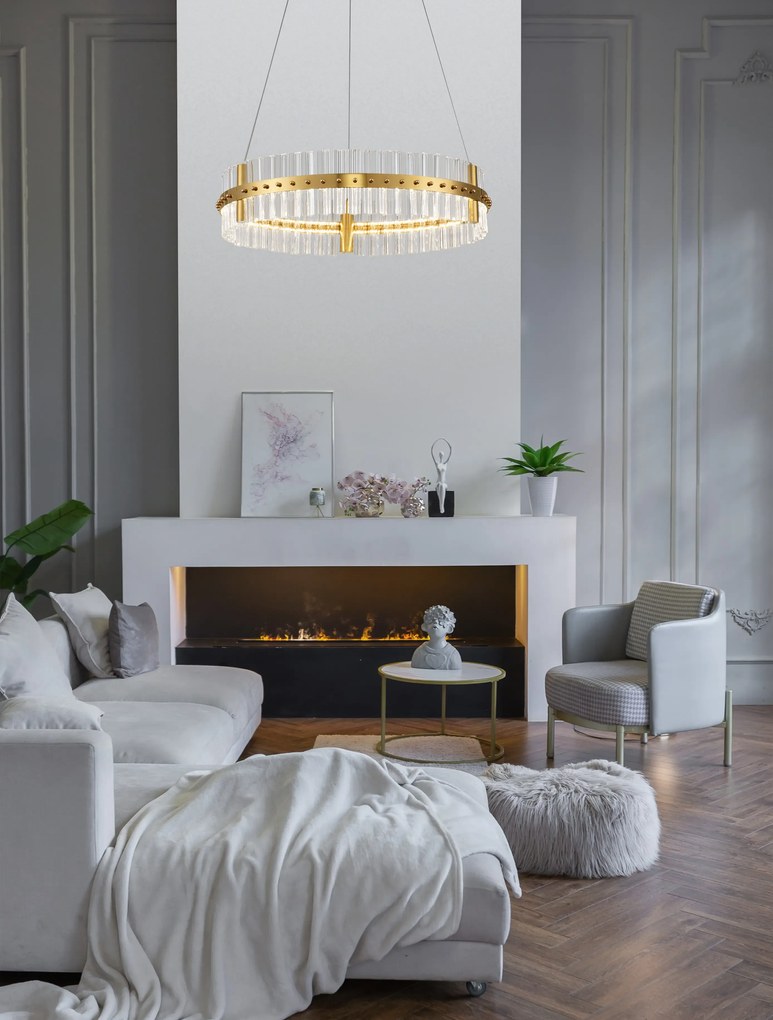 LED stmievateľný platinum zlatý moderný luster Kezo-60