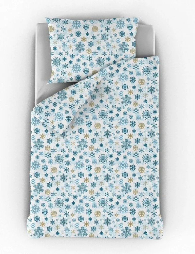 Kvalitex Bavlnené obliečky Vločka modrá, 140 x 200 cm, 70 x 90 cm