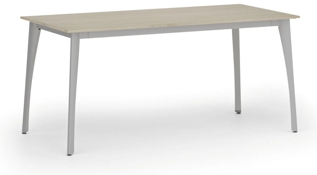 Rokovací kancelársky stôl PRIMO OMEGA, 160x80 cm, sivá podnož, dub prírodný
