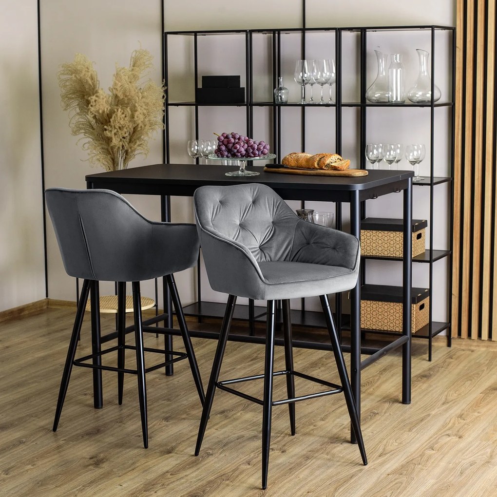 Barová židle Salem 53 cm šedá/černá