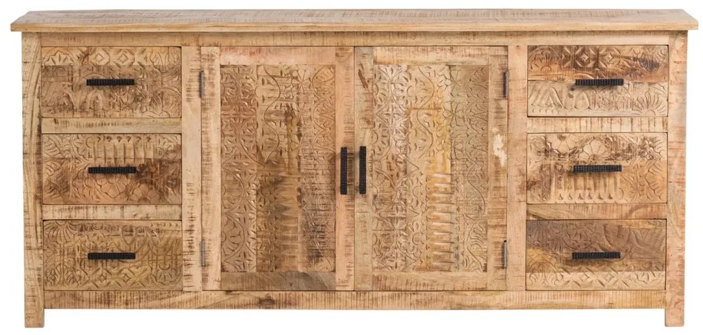 furniture-nabytek.cz - Masivní příborník Mumbai z mangového dřeva, lakovaný, hnědý – 180×42×80 cm