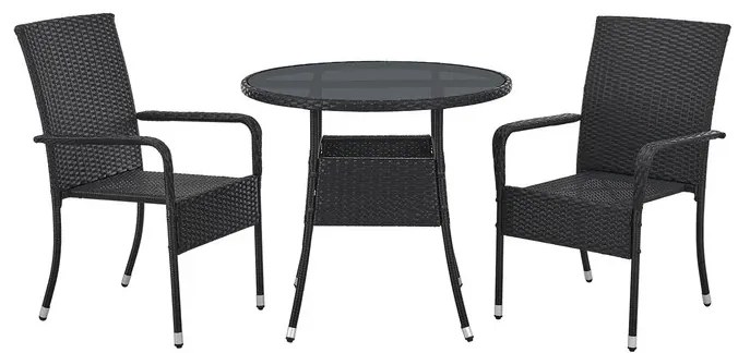 InternetovaZahrada Ratanový okrúhly stôl Yoro Ø80 cm - čierny