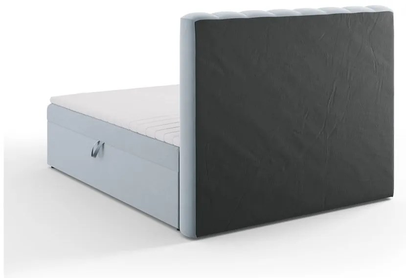 Svetlomodrá boxspring posteľ s úložným priestorom 160x200 cm Gina – Milo Casa