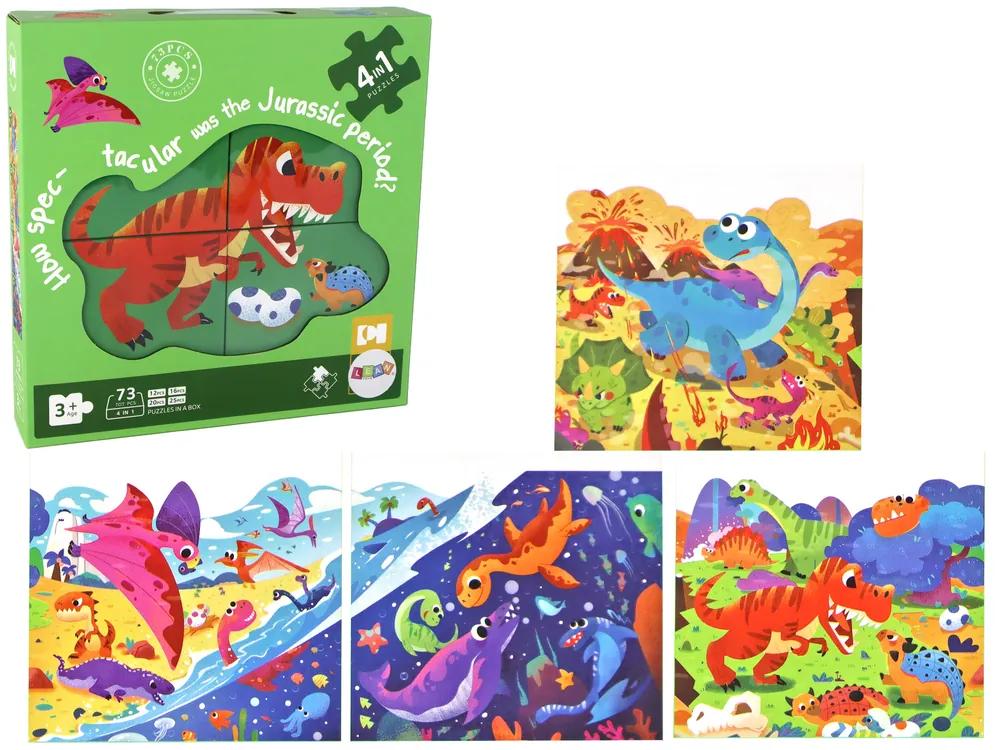 Lean Toys Puzzle svet Dinosaurov 4v1 – 73 ks.