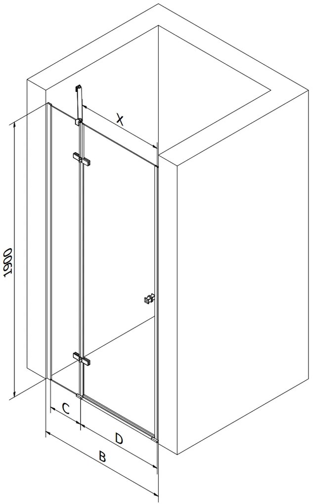Mexen ROMA sprchové otváracie dvere ku sprchovému kútu 90 cm, číre sklo/zlatá, 854-090-000-50-00