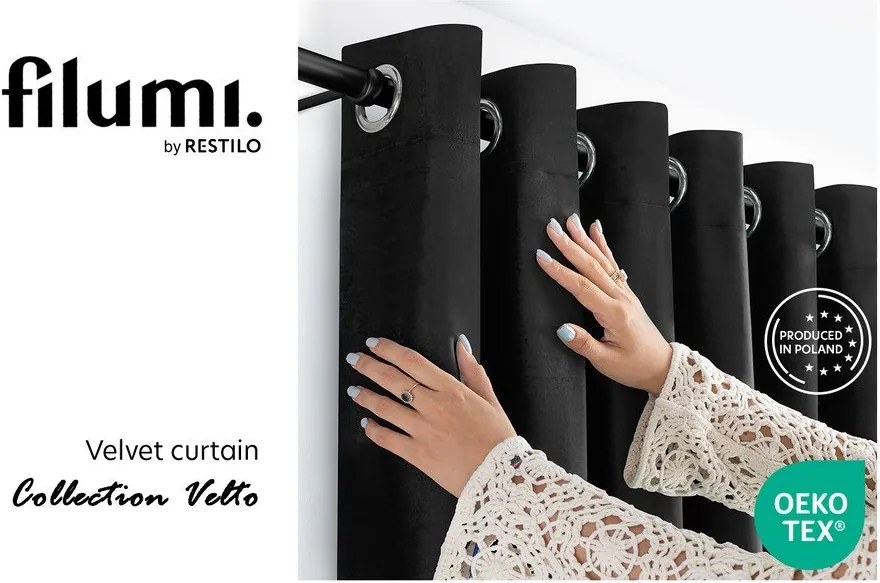 Čierny zamatový dimout záves 265x250 cm Velto – Filumi