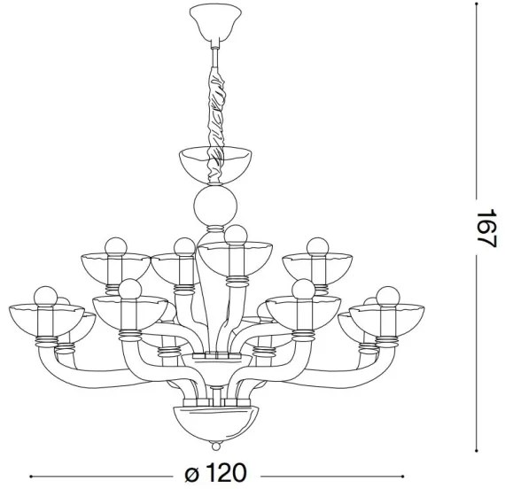 Ideal Lux - Luster na reťazi CASANOVA 16xE14/40W/230V pr. 120 cm šedá