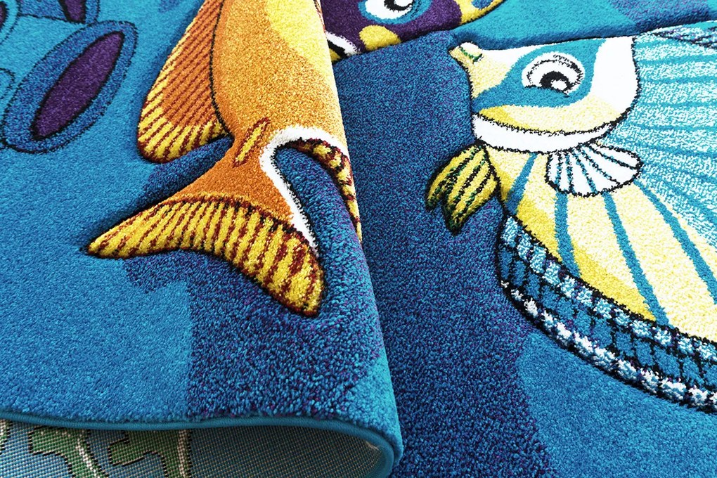 Detský koberec Smart Kids 22308 NAVY – modrý s motívom rýb Rozmer: 160x230 cm