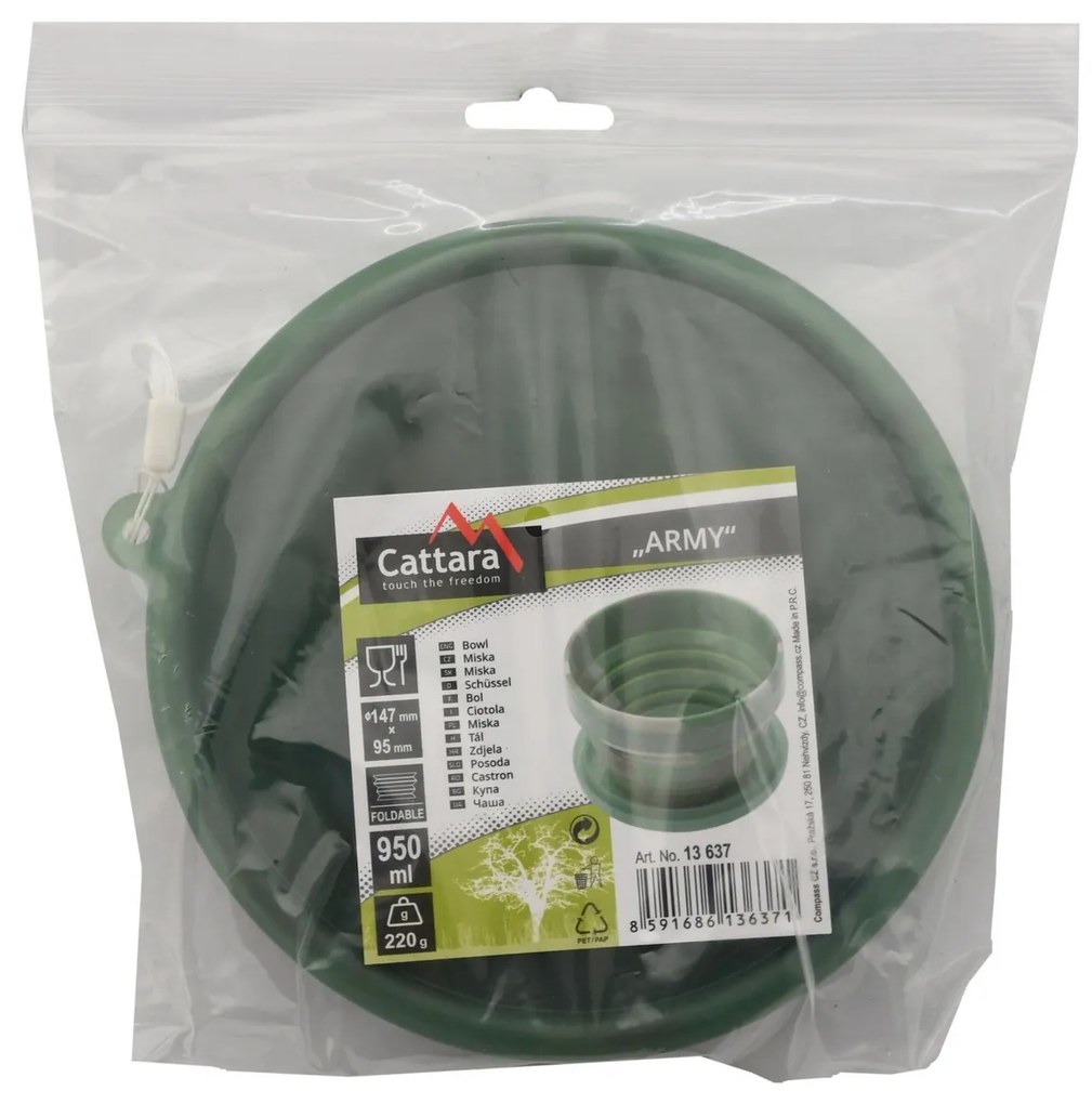 Cattara Silikónová skladacia miska Army, 950 ml, 950 ml