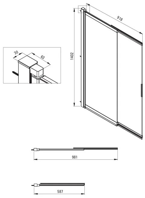 Deante Prizma, vaňová zástena 100x140 cm s posuvným, otáčavým krídlom, 5mm číre sklo, zlatý matný profil, DEA-KTJ_R73R