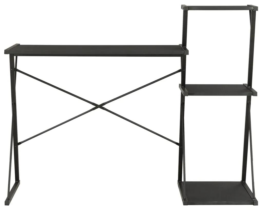 vidaXL Stôl s poličkami, čierny 116x50x93 cm