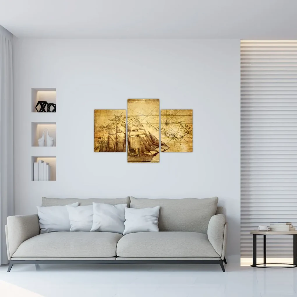Obraz - Stará mapa (90x60 cm)
