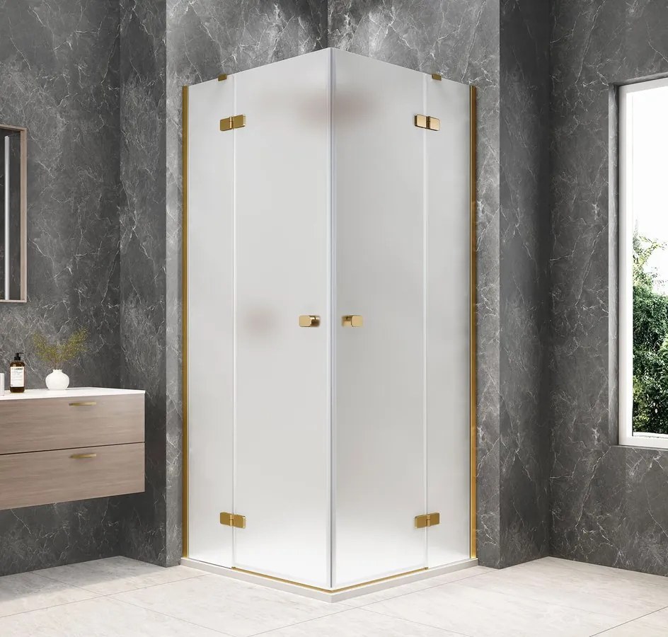 Polysan Polysan, GLOBE GOLD MATT štvorcová sprchová zástena 900x900mm, rohový vstup, matné sklo, GB5990MG