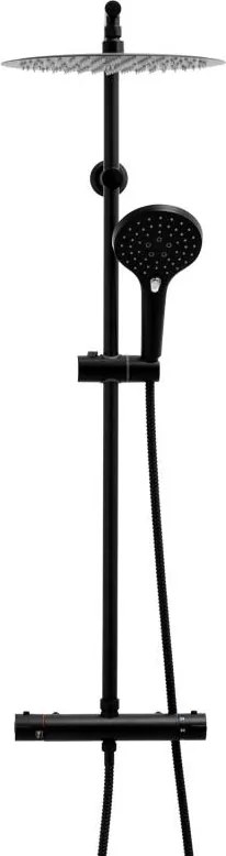 Erga Bergen, sprchový set s termostatickou batériou a dažďovou sprchou 30 cm, čierna matná, ERG-YKA-BP.BERGEN THERM 30 BLK