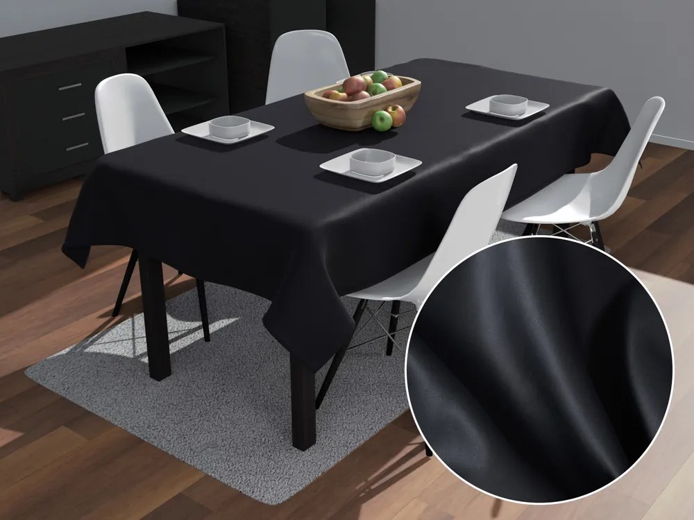 Biante Obdĺžnikový bavlněný saténový ubrus ST-006 Čierny 140x160 cm