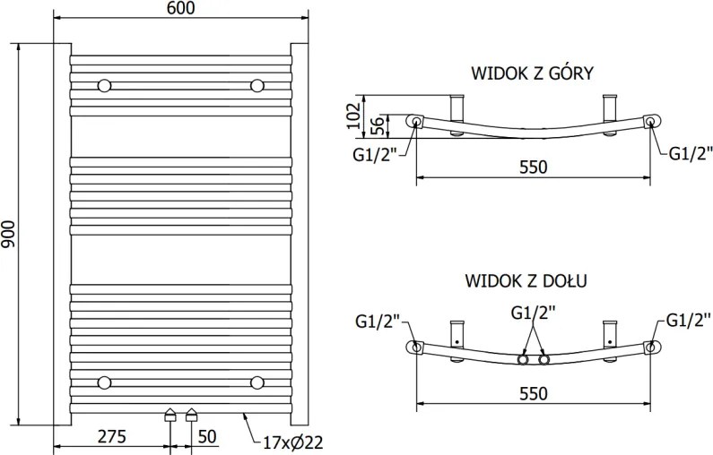 Mexen Ares, vykurovacie teleso 900 x 600 mm, 433 W, čierna, W102-0900-600-00-70