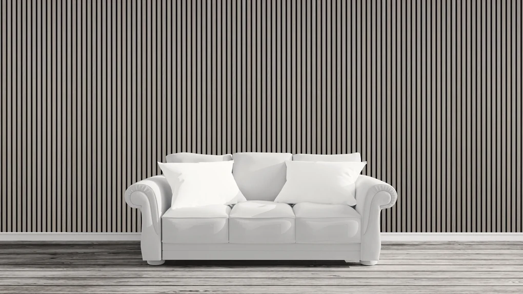 Drevený akustický panel, 2400 x 600 mm, dub grafitový
