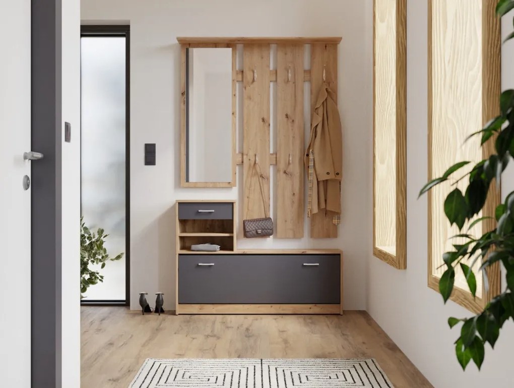 Predsieňová stena Vincent, dub artisan/antracit