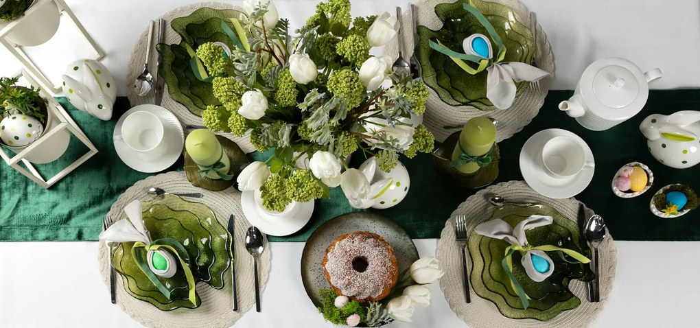 DEKORAČNÝ SKLENENÝ PODNOS TERRA COLLECTION MONTENEGRO 38X34 CM ZELENÁ