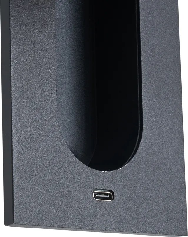 Sada 2 moderných nástenných svietidiel čierna vrátane LED a portu USB-C - Hilton