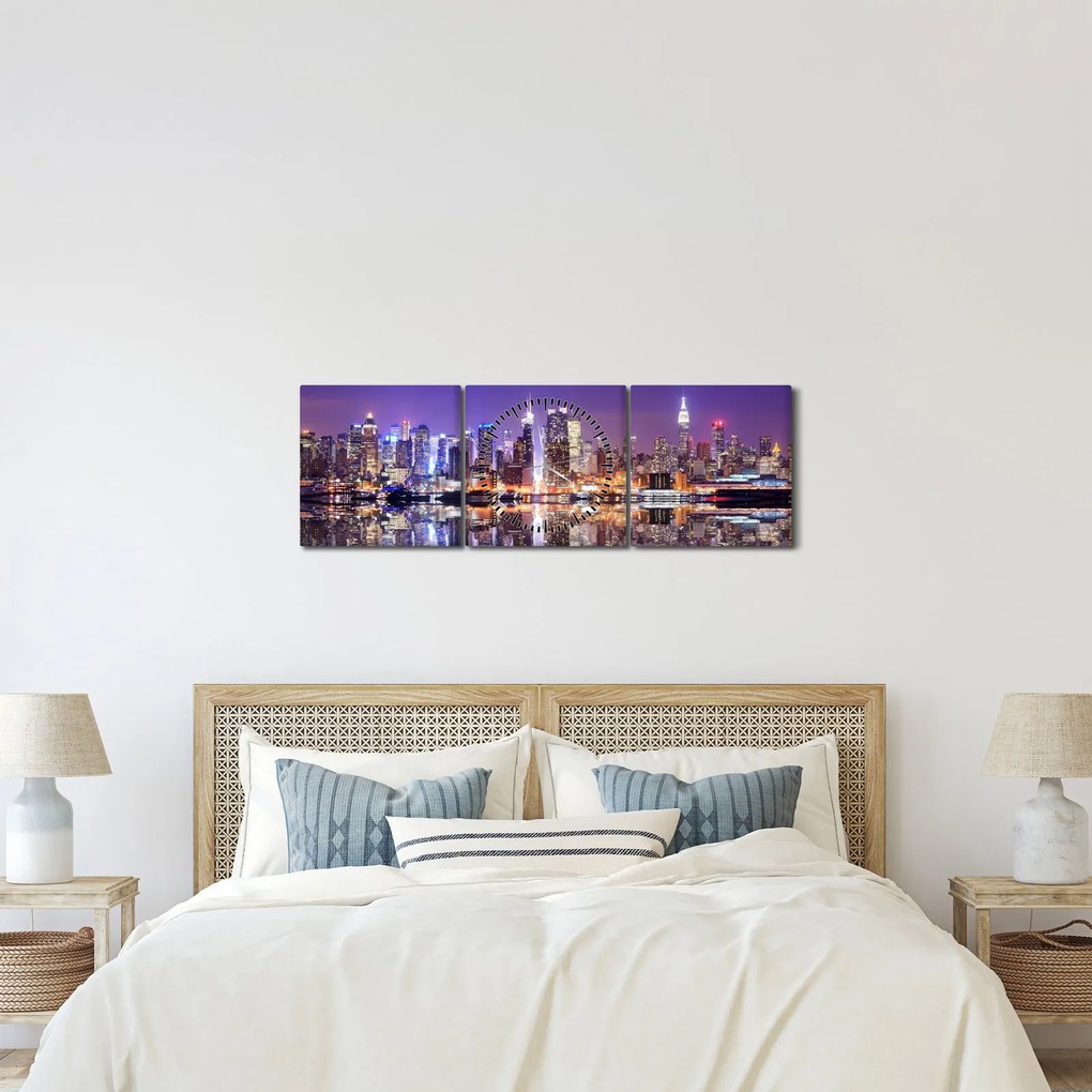 Obraz Manhattanu (s hodinami) (90x30 cm)