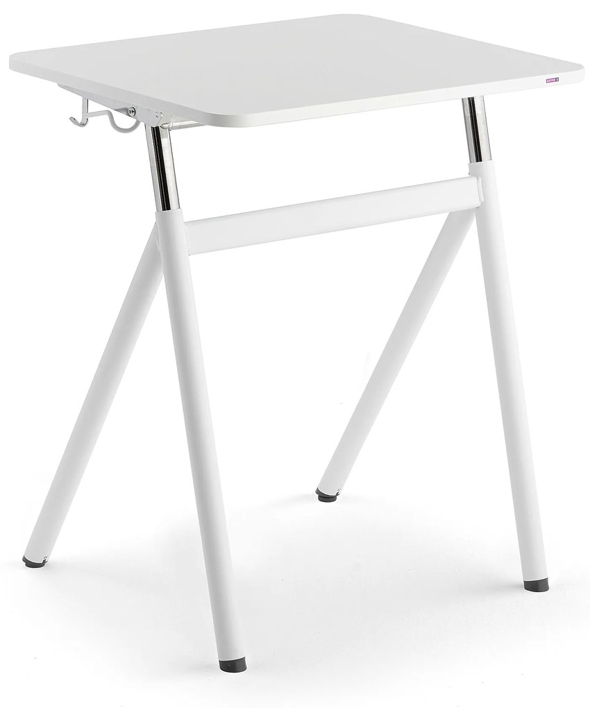 Výškovo nastaviteľný školský stôl ASCEND, laminát - šedá, biela