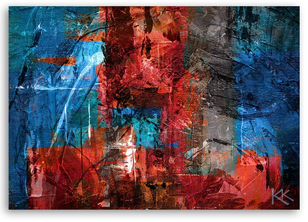 Obraz na plátně, Červená ruka -nakládaná abstrakce - 120x80 cm