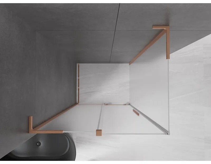 Mexen Velar L, sprchový kút s posuvnými dverami 120 x 85 cm, 8mm sklo námraza, medená matná, 871-120-085-33-65