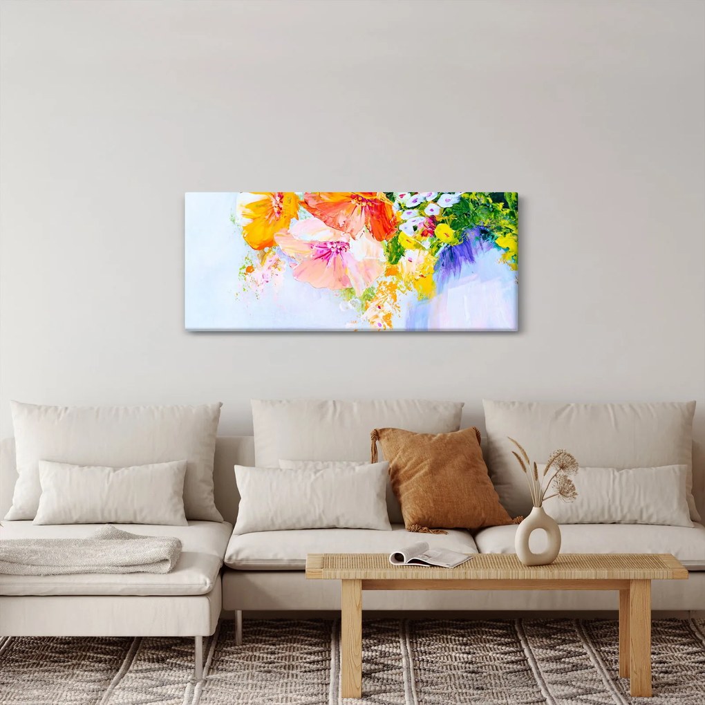 Obraz - Kvety, maľba (120x50 cm)